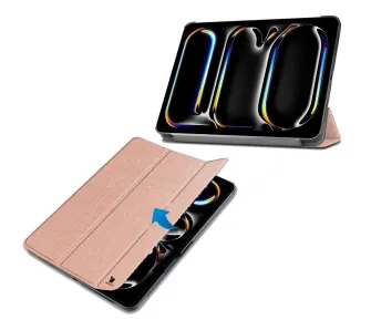 Etui na tablet Bizon Case Tab Croc z klapką do iPad Pro 11" 2025 / 2024 Różowozłoty