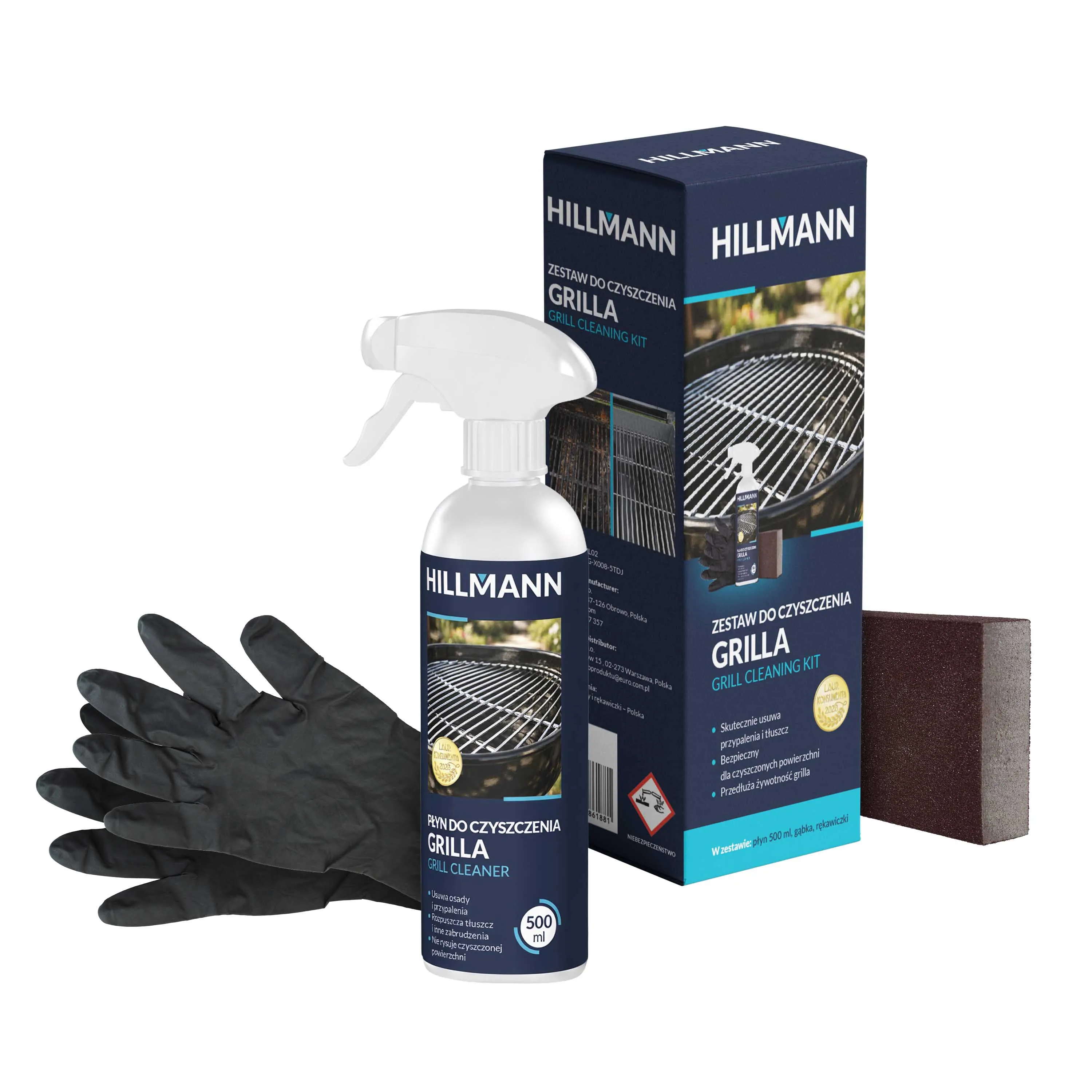 Zestaw do czyszczenia HILLMANN grilla HILGRIL02 Płyn 500ml Gąbka Rękawiczki