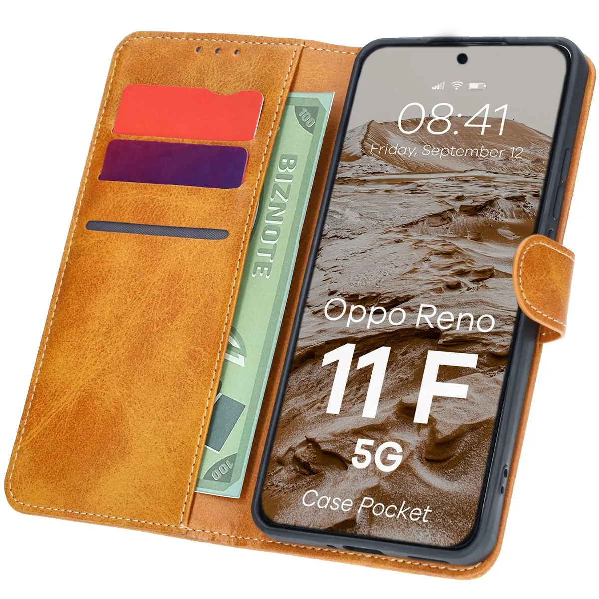 Etui Bizon z klapką Pocket do Oppo Reno11 F 5G Brązowy