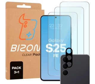 Bizon 3x Szkło hartowane + szybka na aparat Glass Clear Pack do Samsung Galaxy S25 FE