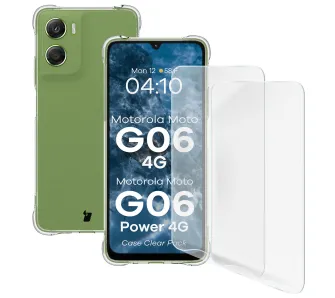 Etui Bizon elastyczne etui + 2x folia ochronna Clear Pack do Motorola Moto G06 4G / G06 Power 4G