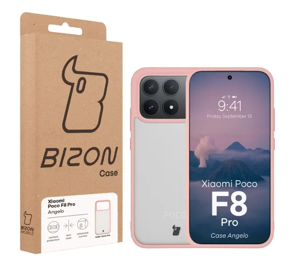 Bizon Angelo do Xiaomi POCO F8 Pro Półprzeźroczyste z różową ramką