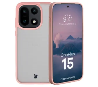 Etui Bizon MatteO do OnePlus 15 Półprzezroczyste z różową ramką