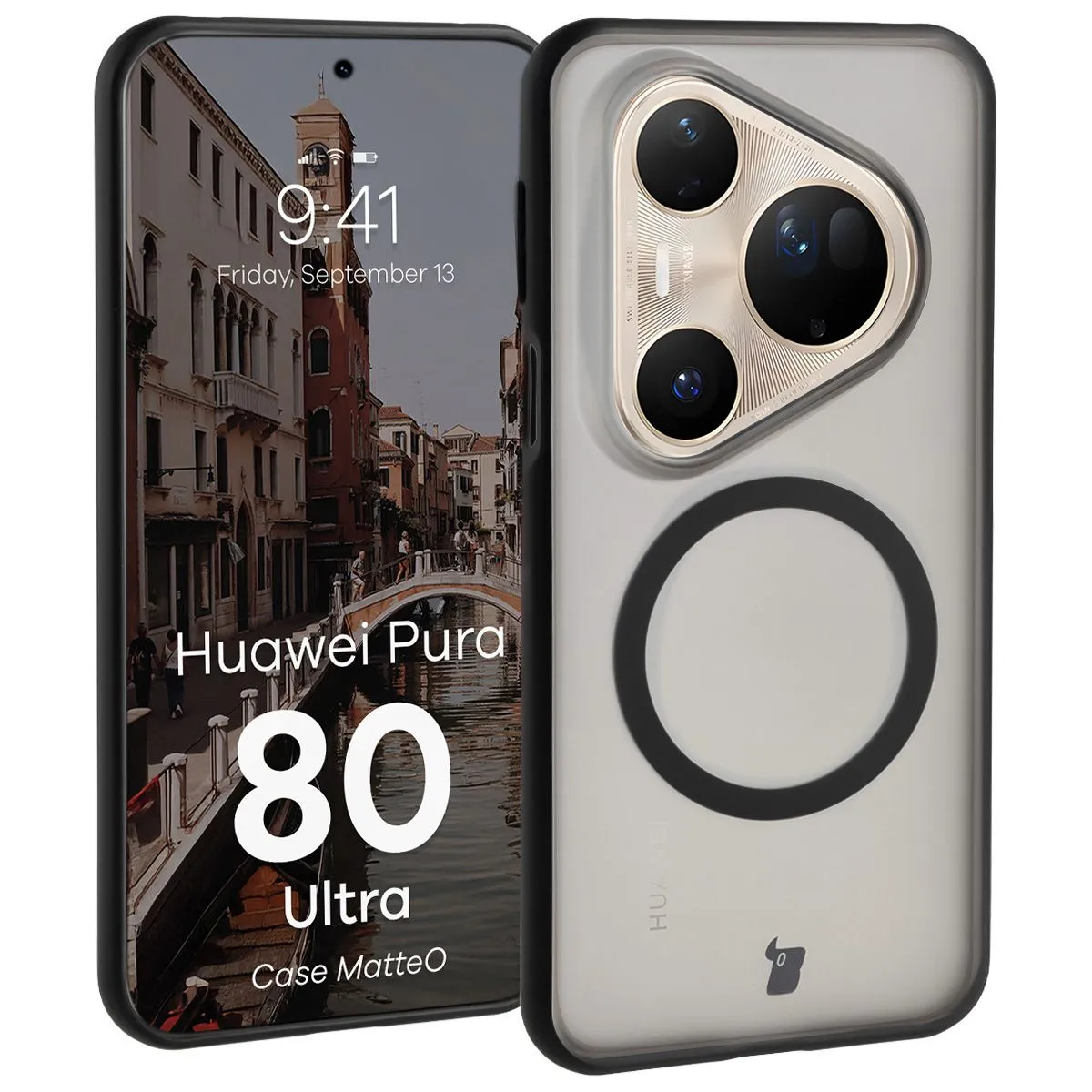 Etui Bizon MatteO do Huawei Pura 80 Ultra Przydymione-czarny