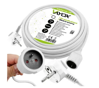 Przedłużacz Vayox VA0310-10 1 gniazdo 10m Biały