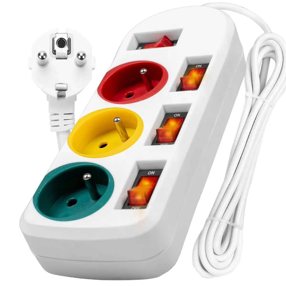 Przedłużacz Vayox VA0400 3 gniazda 1,5m Biały