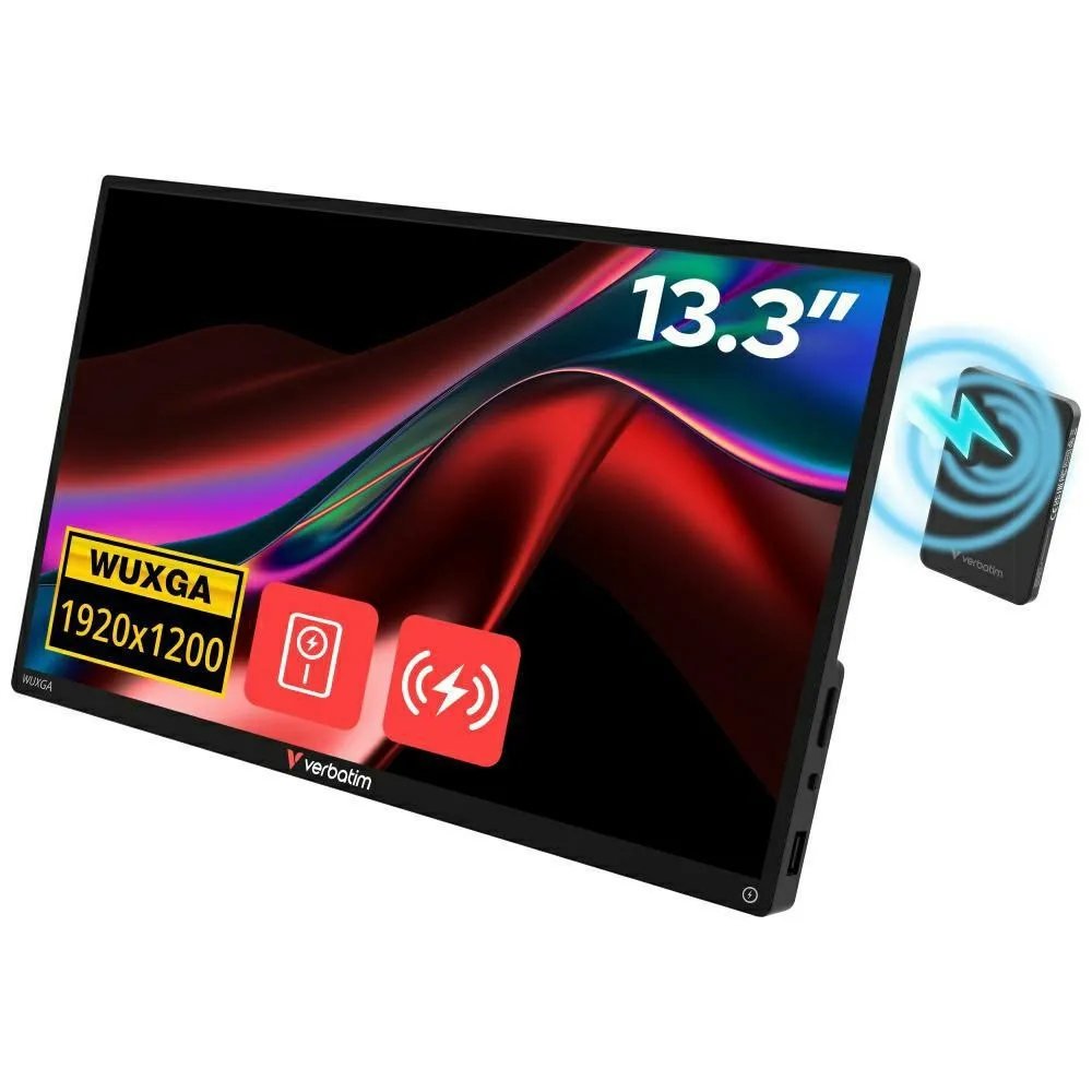 Monitor Verbatim 32235/32087 13.3" WUXGA Touch Monitor Alu with Wireless Power Supply Dotykowy Przenośny