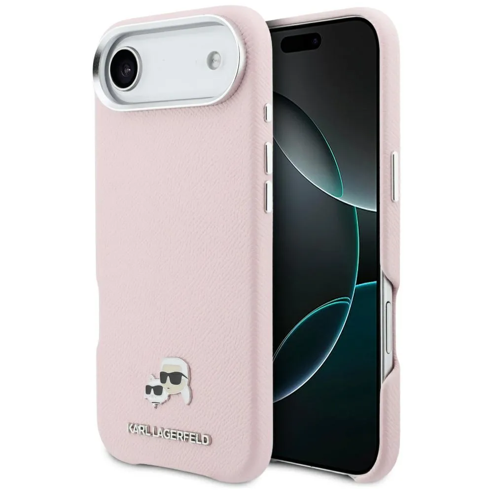 Etui Karl Lagerfeld Karl & Choupette Head Pins Saffiano MagSafe do iPhone Air Różowy