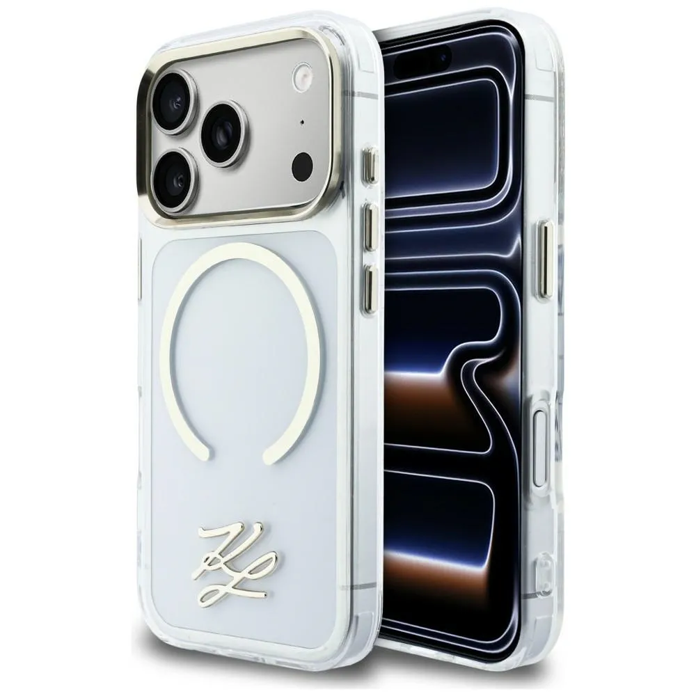 Etui Karl Lagerfeld IML KL Script Logo MagSafe do iPhone 17 Pro Przezroczysty