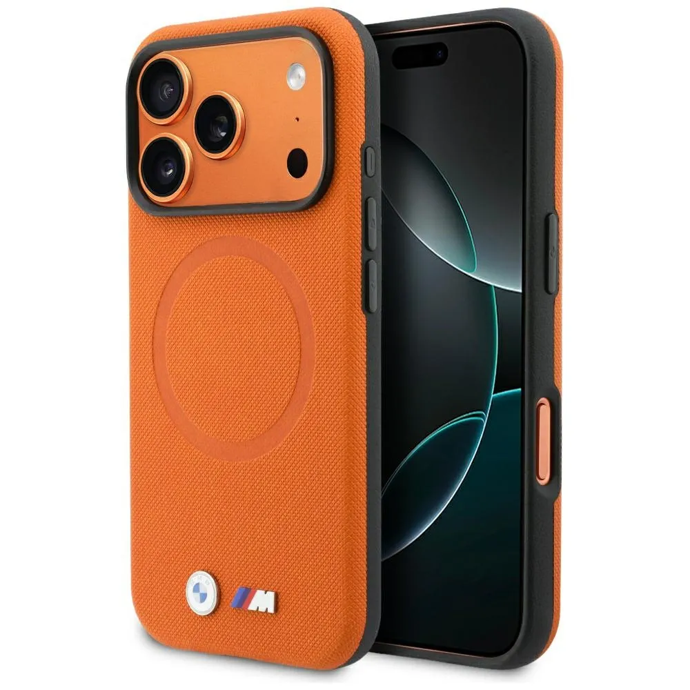Etui BMW M FW Logo Metal MagSafe do iPhone 17 Pro Pomarańczowy