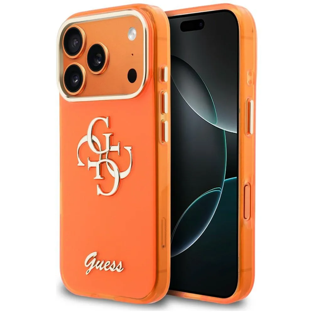 Etui Guess IML 4G Script Metal do iPhone 17 Pro Max Pomarańczowy