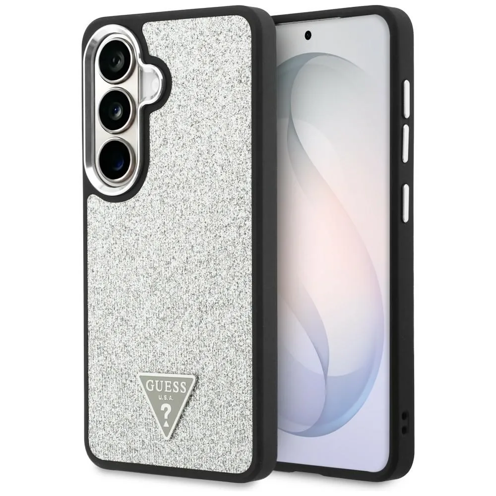 Etui Guess Fixed Glitter Triangle MagSafe do Galaxy S26 Srebrny