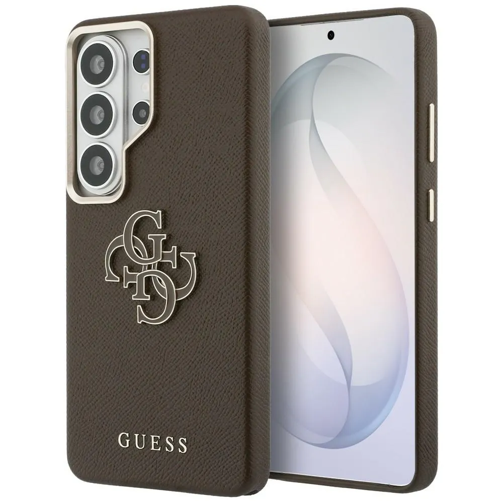 Etui Guess Grained Big 4G Metal Logo do Galaxy S26 Ultra Brązowy