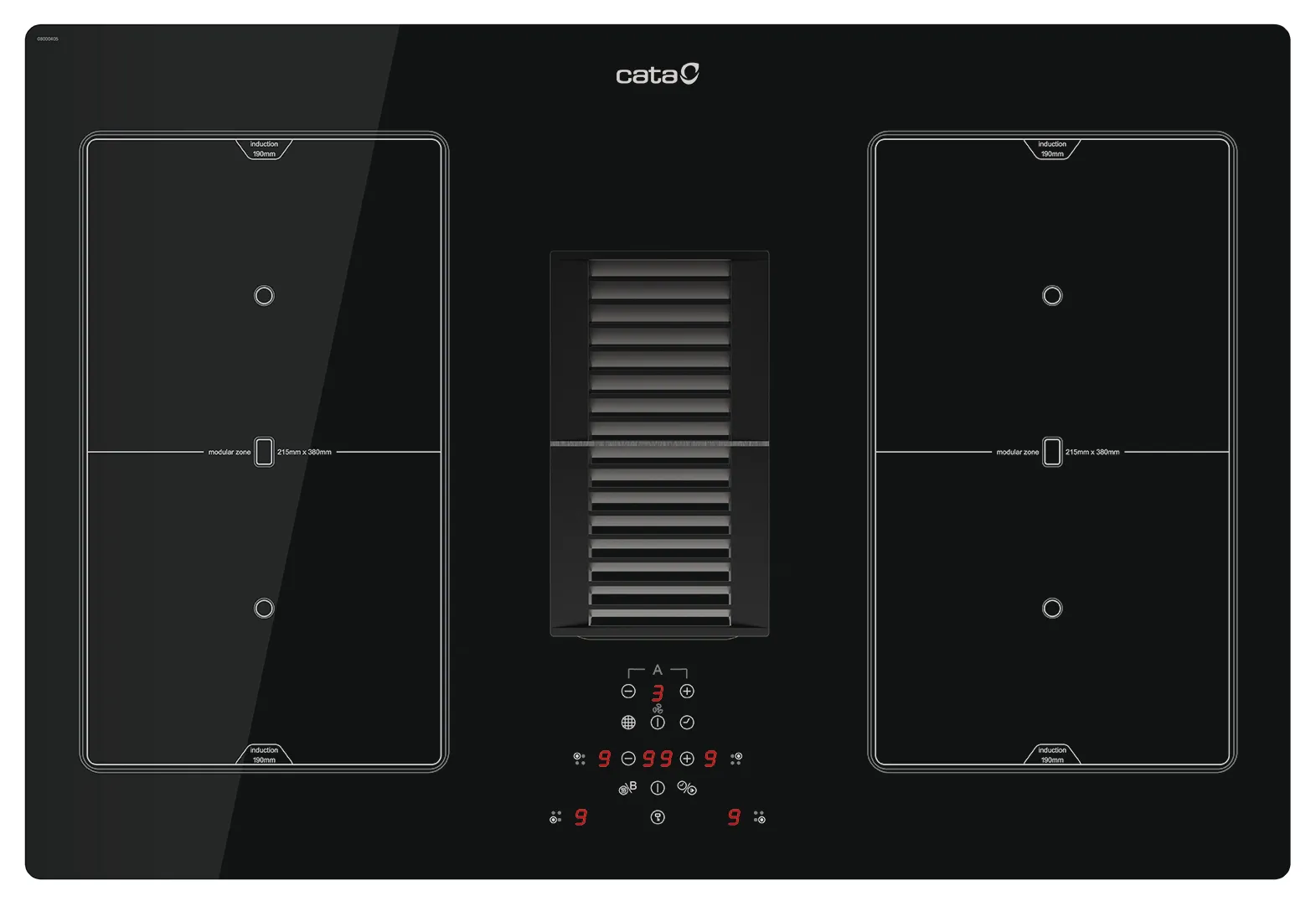 Płyta indukcyjna z okapem Cata AS 750 /A Czarna 77cm