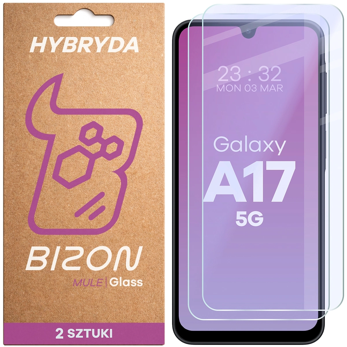 Szkło hybrydowe Bizon elastyczne Glass Mule Duo do Galaxy A17 5G 2 sztuki