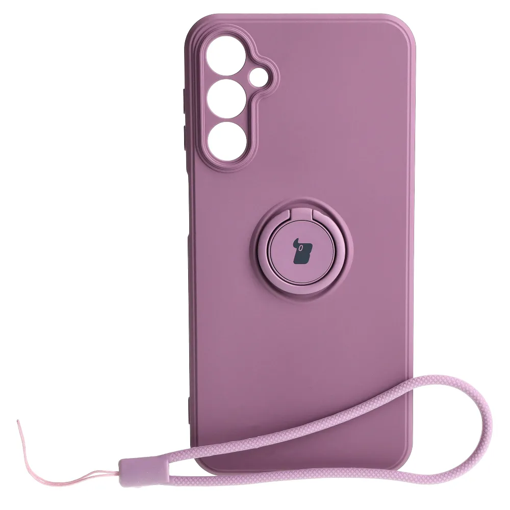 Etui Bizon Silicone Ring Sq do Galaxy A24 4G Ciemnofioletowy