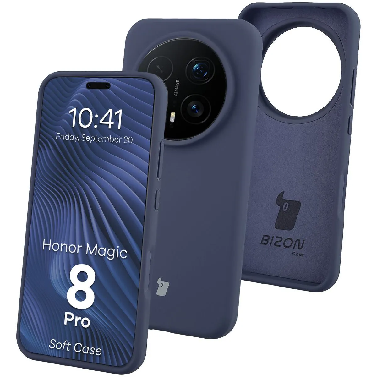 Etui Bizon Soft do Honor Magic8 Pro Granatowy