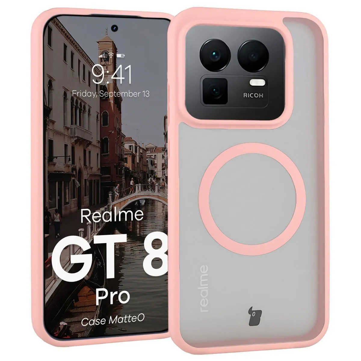 Etui Bizon MatteO do Realme GT 8 Pro Jasnoróżowy