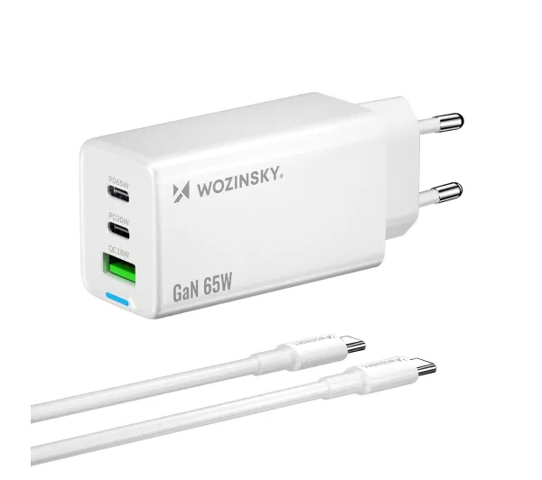 Wozinsky WDCCBC GaN USB-A 2x USB-C 65W Biały