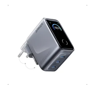 Zasilacz do laptopa Anker Prime 160W (A2687341) Kolorowy wyświetlacz, 3x USB-C Srebrny