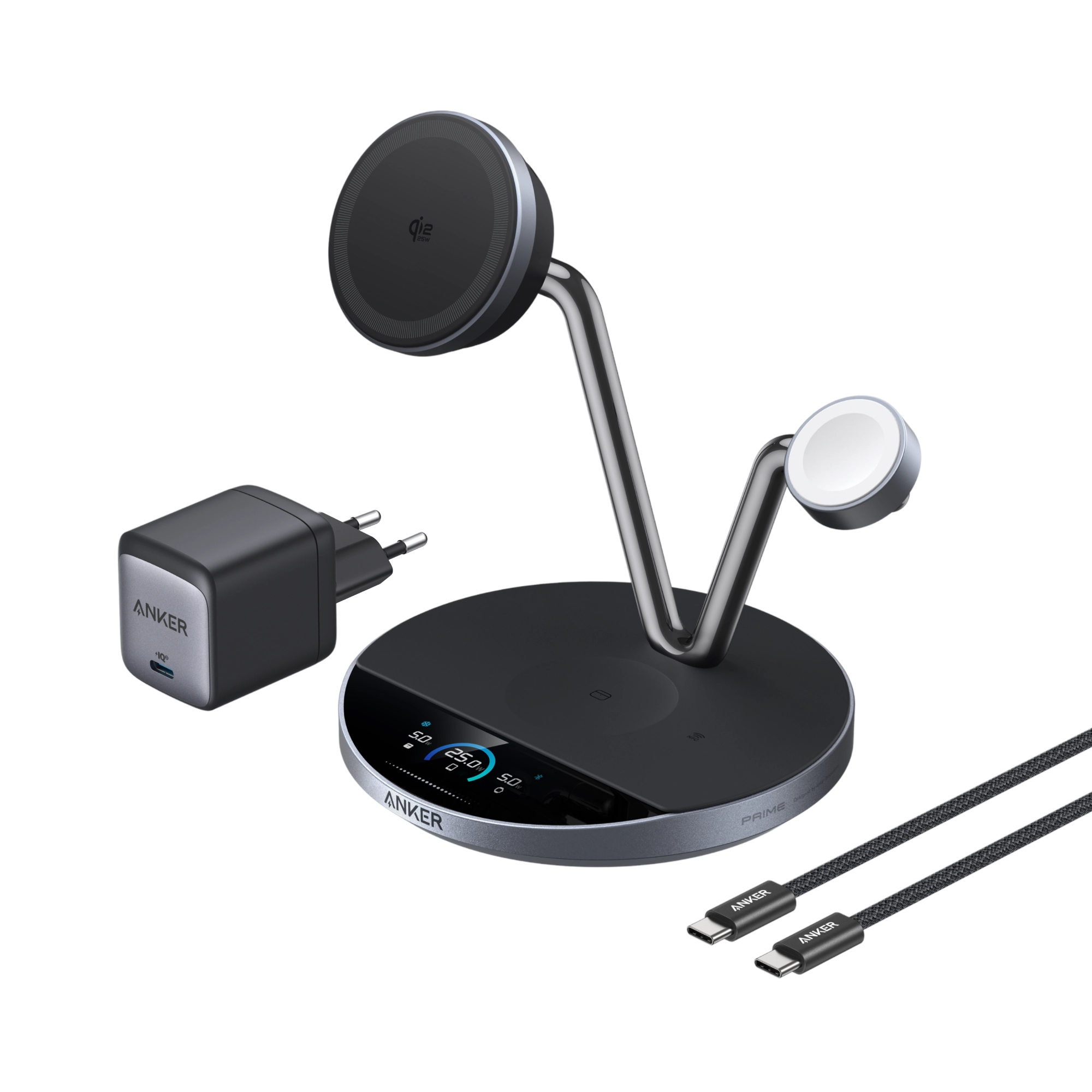 Ładowarka indukcyjna Anker B25X7G11 Prime 3w1 Qi2 iPhone Apple Watch AirPods 25W Czarny