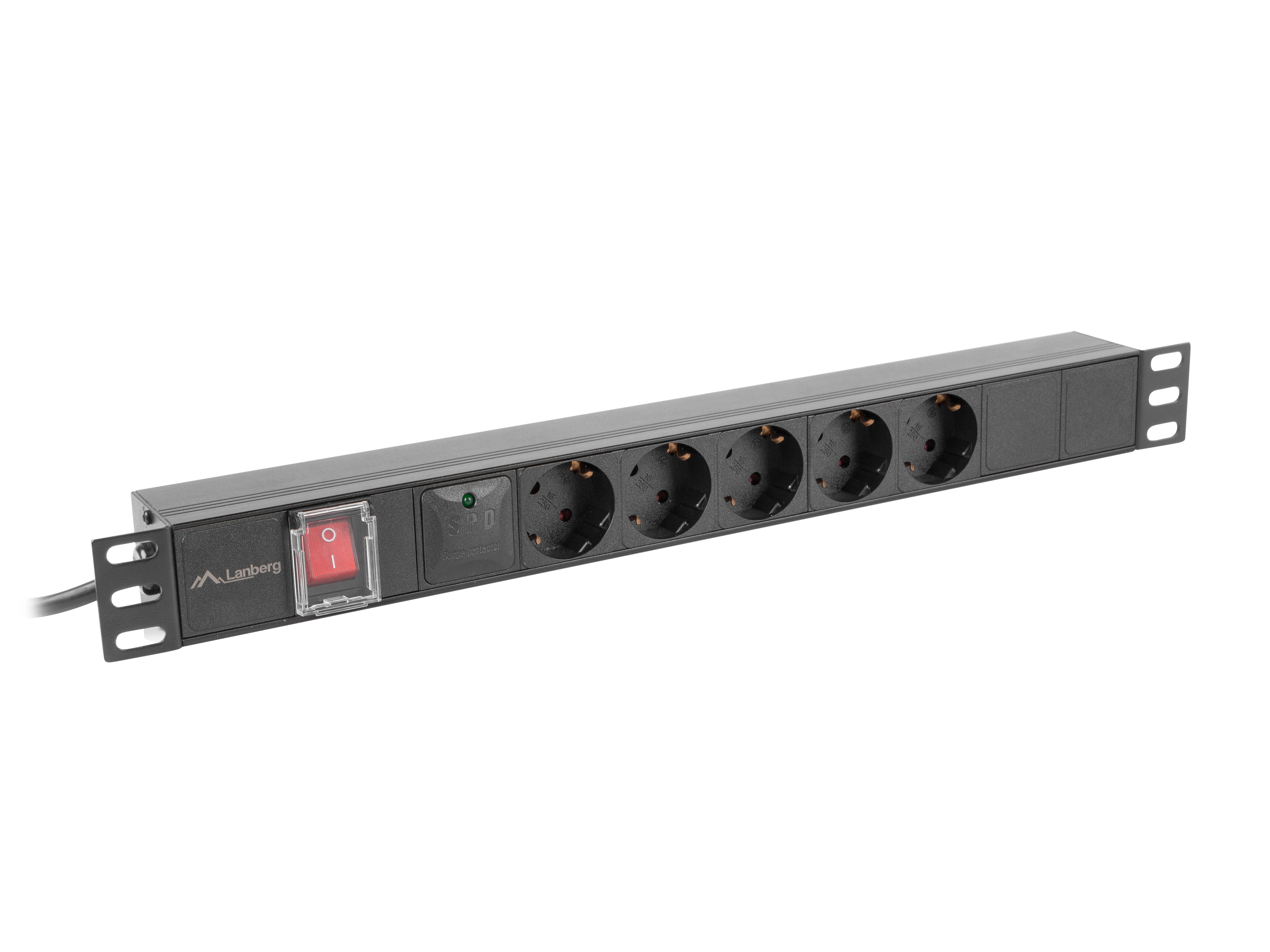 Listwa zasilająca Lanberg RACK PDU 19" 1U 10A 5X Schuko C14 Czarny 2m