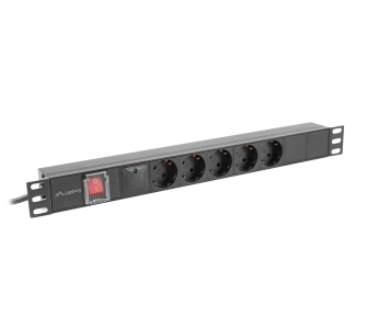 Listwa zasilająca Lanberg RACK PDU 19" 1U 10A 5X Schuko C14 Czarny 2m