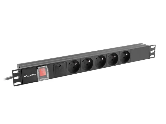Listwa zasilająca Lanberg RACK PDU 19" 1U 16A 5x 230V PL Czarny 2m