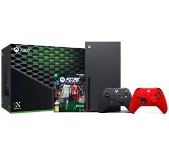 Konsola Xbox Series X 1TB z napędem + Dodatkowy Pad Czerwony + EA SPORTS FC 26
