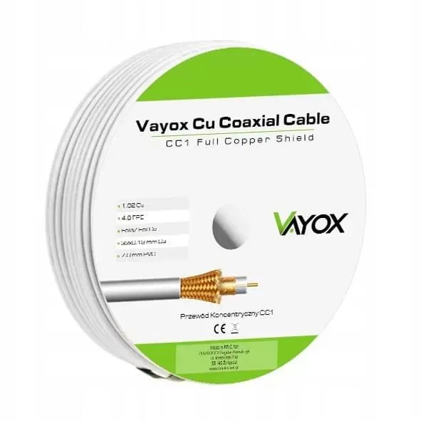 Kabel koncentryczny Vayox CC1-25 25m Biały