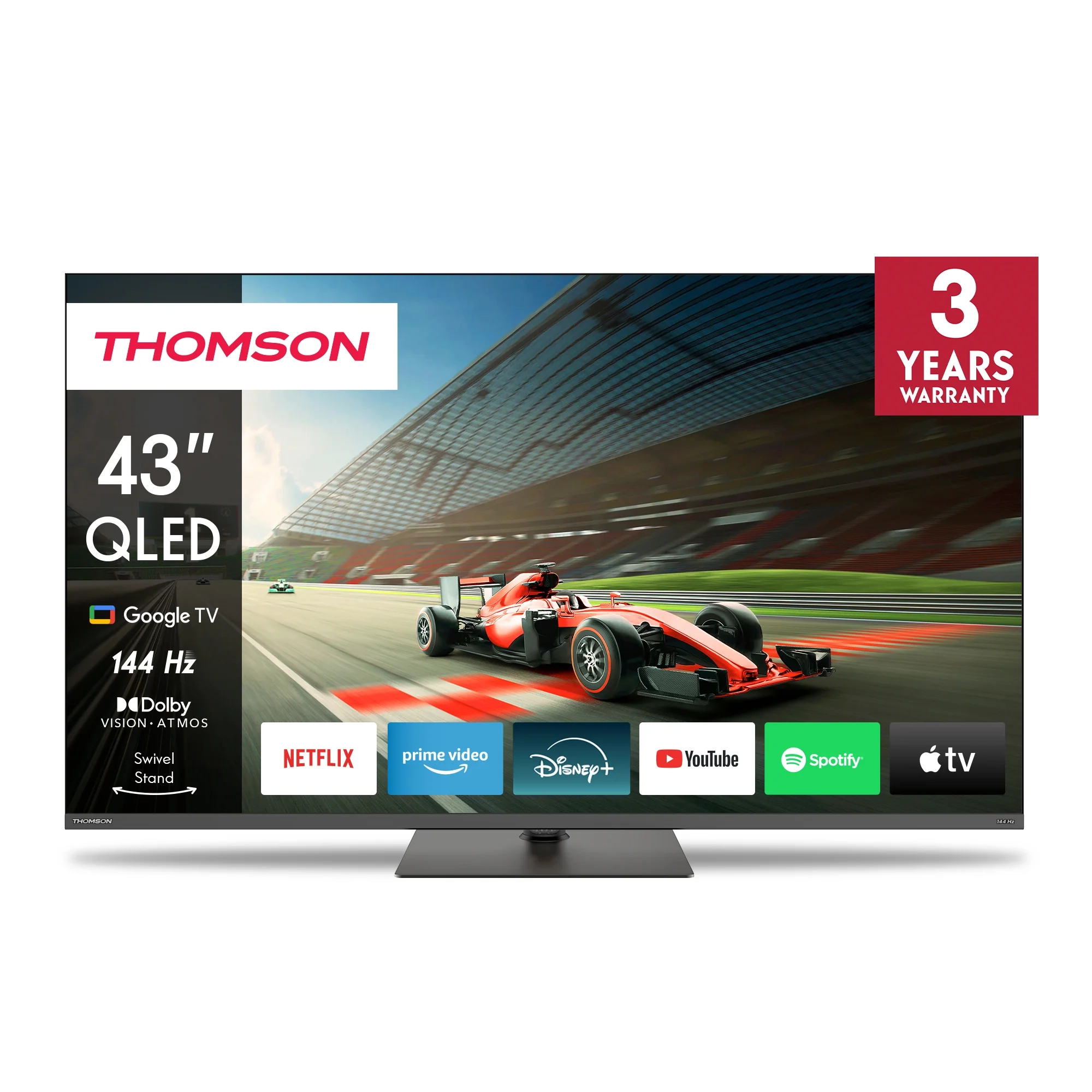 Telewizor Thomson 43QG7C04 43" QLED Pro 4K 144Hz Google TV Dolby Vision Dolby Atmos HDMI 2.1 DVB-T2 Szary