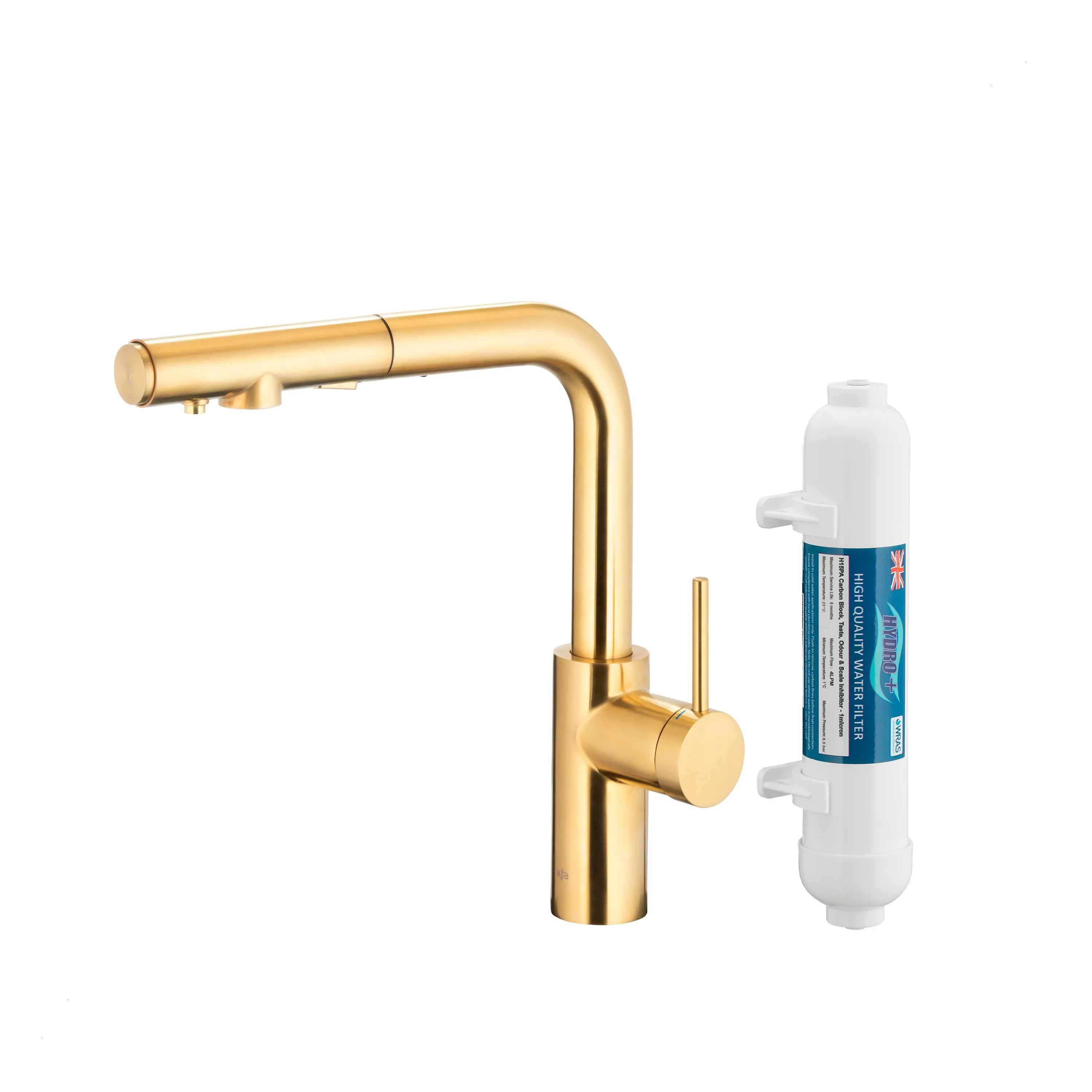 Bateria KFA Armatura Duero Pure Basic Pull-Out 6623-112-39 Jasne złoto Stal szlachetna