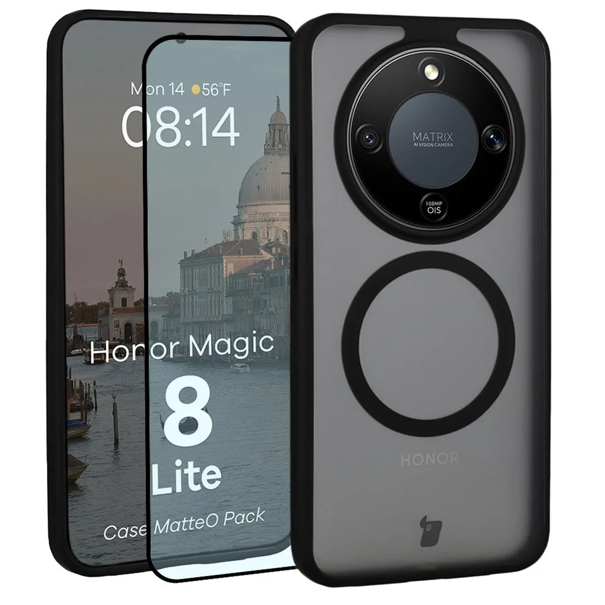 Szkło hartowane Bizon MatteO Pack do Honor Magic8 Lite Czarny