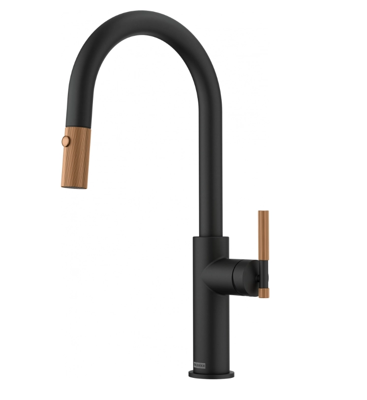 Bateria Franke Maris Stripes J pull-out Czarny mat/miedziany Mosiądz