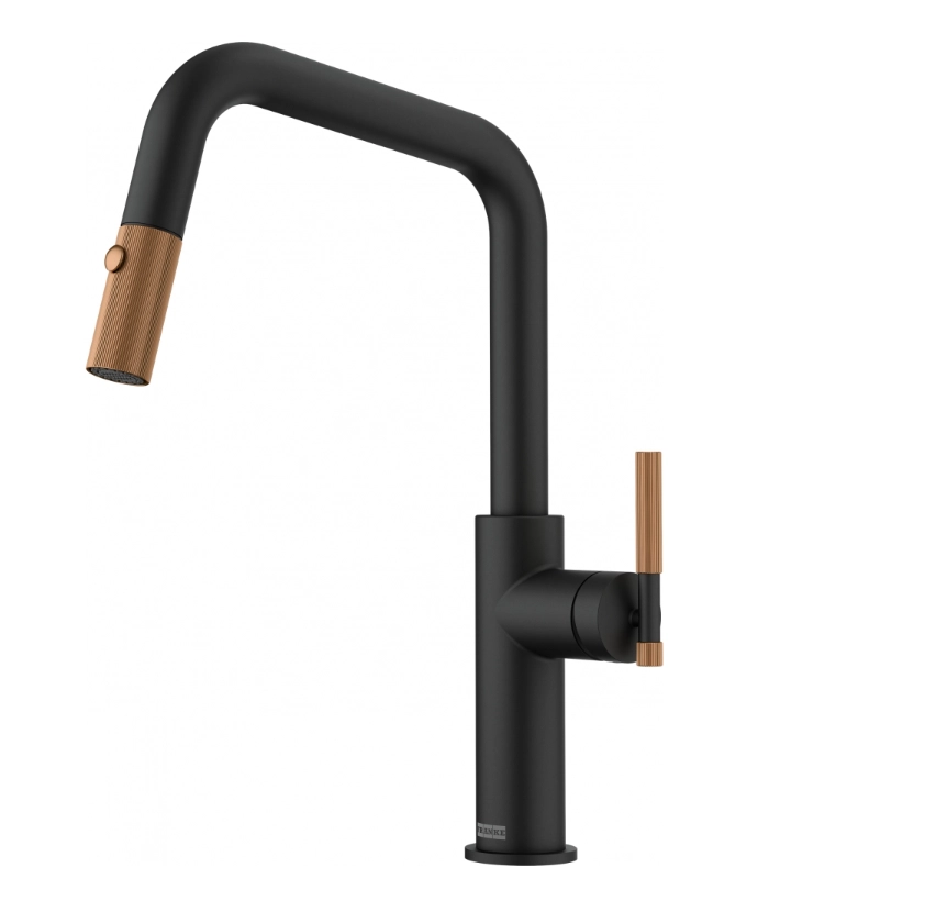 Bateria Franke Maris Stripes U pull-out Czarny mat/miedziany Mosiądz