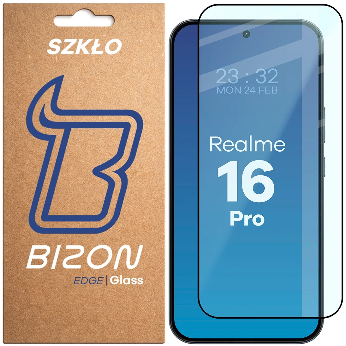 Szkło hartowane Bizon z ramką Glass Edge do Realme 16 Pro 5G