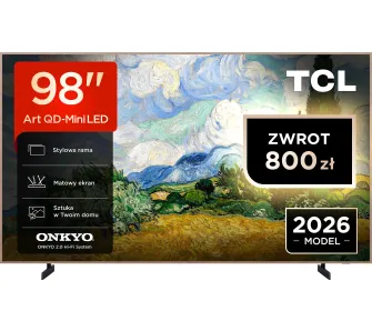 Telewizor TCL NXTVision 98A400 Pro 98" QD-Mini LED 4K 144Hz Google TV Funkcje AI Dolby Vision Dolby Atmos DTS-X HDMI 2.1 DVB-T2