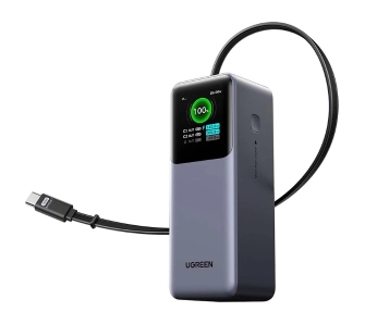 Powerbank UGREEN PB726 20000mAh 165W Wbudowany kabel Certyfikat CCC Szary