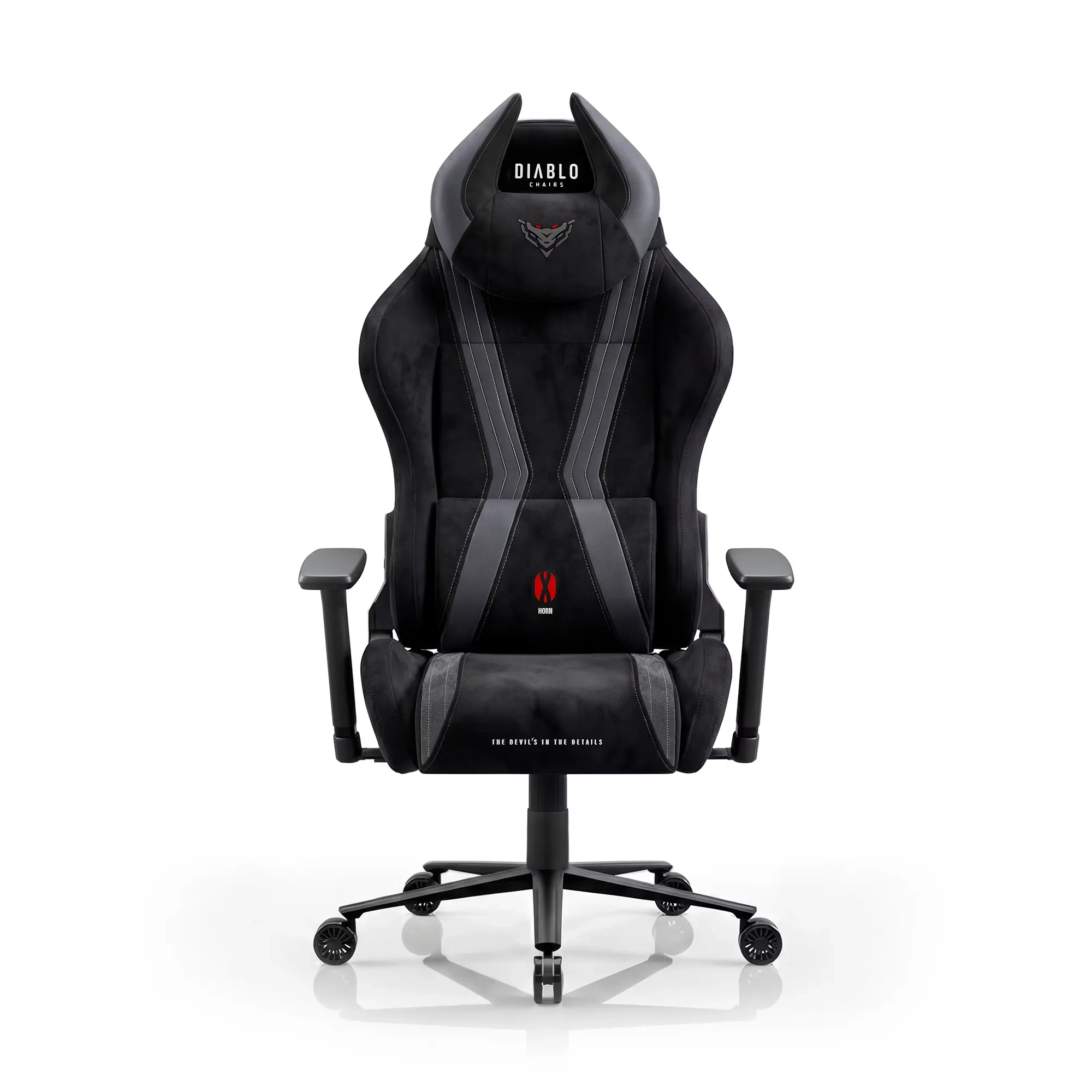 Fotel Diablo Chairs X-Horn 2.0 Normal Size Burned Black Gamingowy do 140kg Tkanina Czarny