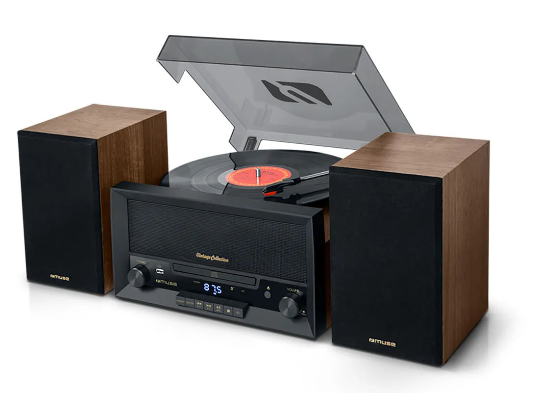 Gramofon Muse MT-120 MB Manualny Napęd paskowy Przedwzmacniacz Bluetooth Brązowo-czarny