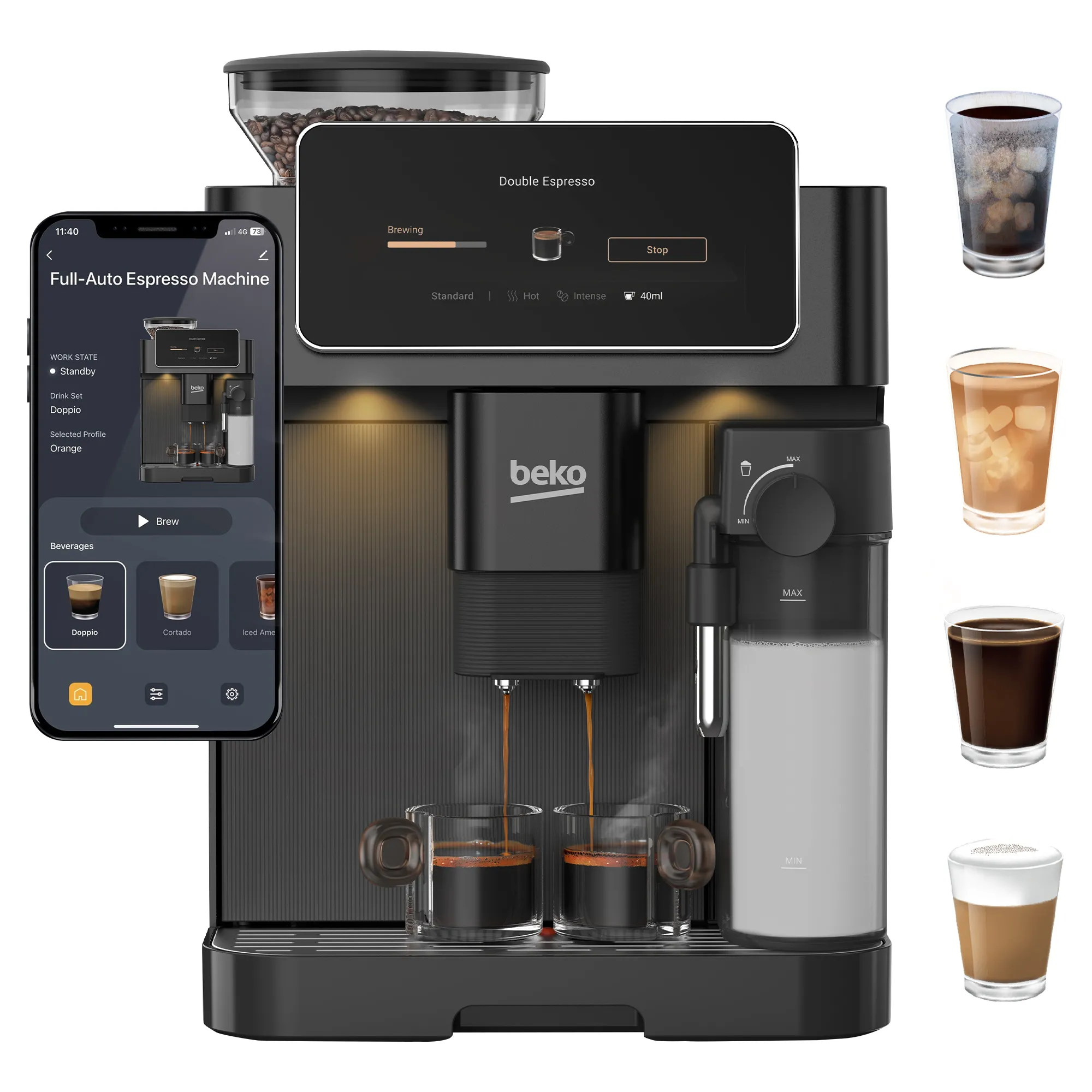 Ekspres Beko CaffeExperto CEG8564B Kawa mrożona Szerokość 27,5cm