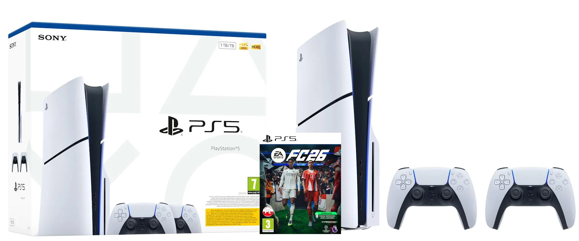 Konsola Sony PlayStation 5 Slim E Chassis (PS5) 1TB z napędem Dodatkowy Pad Bundle + EA SPORTS FC 26