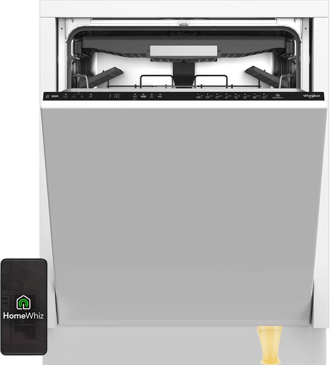 Zmywarka Whirlpool WH6ITA14B1N6LW 60cm Automatyczne otwieranie drzwi Szuflada na sztućce Zdalne sterowanie