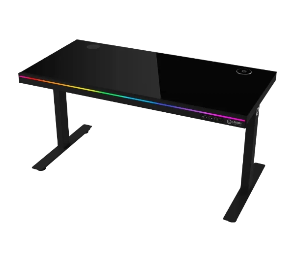 Biurka gamingowe - Lorgar Desk Pro 80 Series DP80G Blat Szklany 140cm Regulacja wysokości Czarny