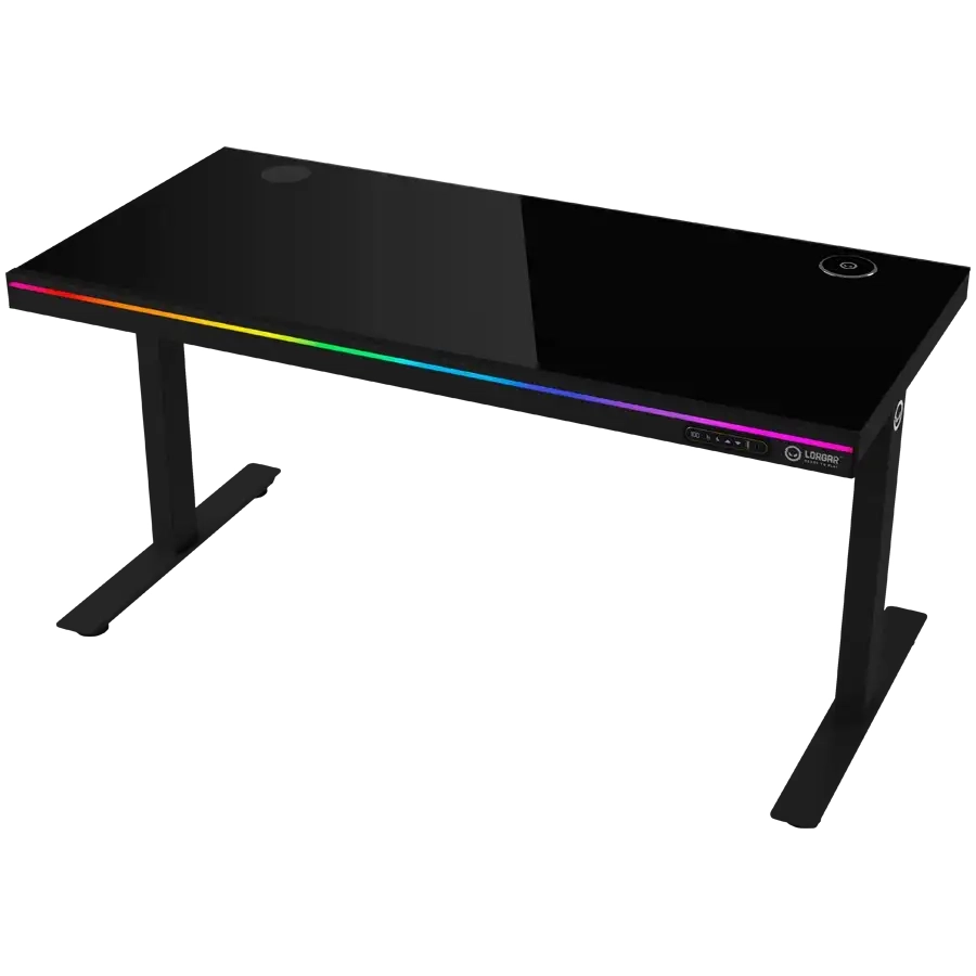 Biurko Lorgar Desk Pro 80 Series DP80G Blat Szklany 140cm Regulacja wysokości Czarny