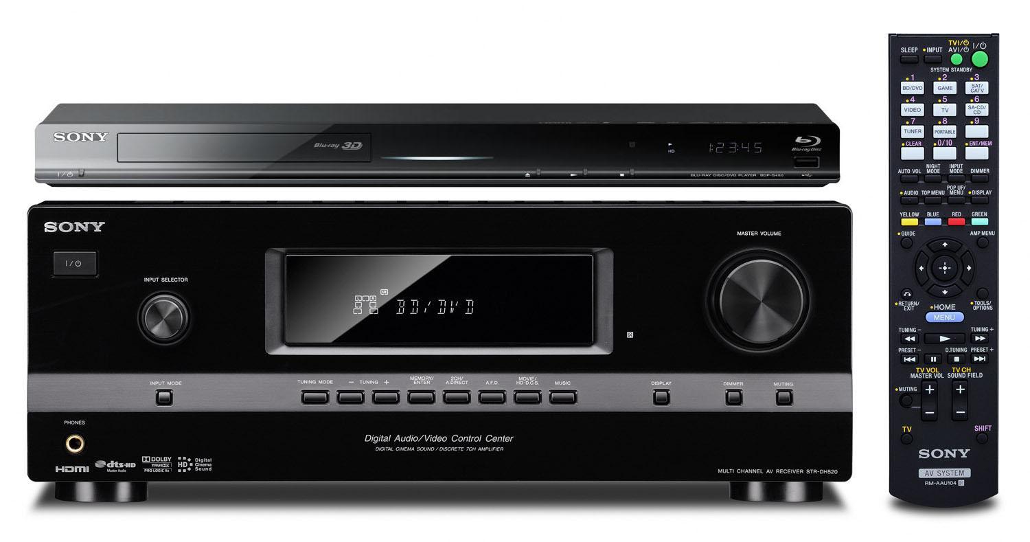 Zestaw kina Sony BDP-S480, STR-DH520, Amtech SS-AT5000 (wenge)