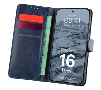 Etui Bizon Case Pocket do Realme 16 Pro 5G Granatowy