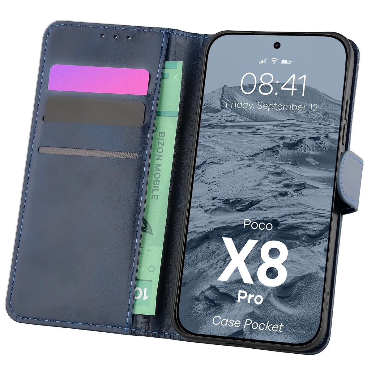 Etui Bizon Case Pocket do Xiaomi POCO X8 Pro Granatowy