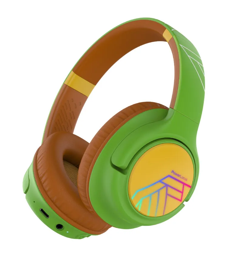 Słuchawki bezprzewodowe PowerLocus Bobo Nauszne Dla Dzieci Bluetooth 5.3 Zielono-brązowy