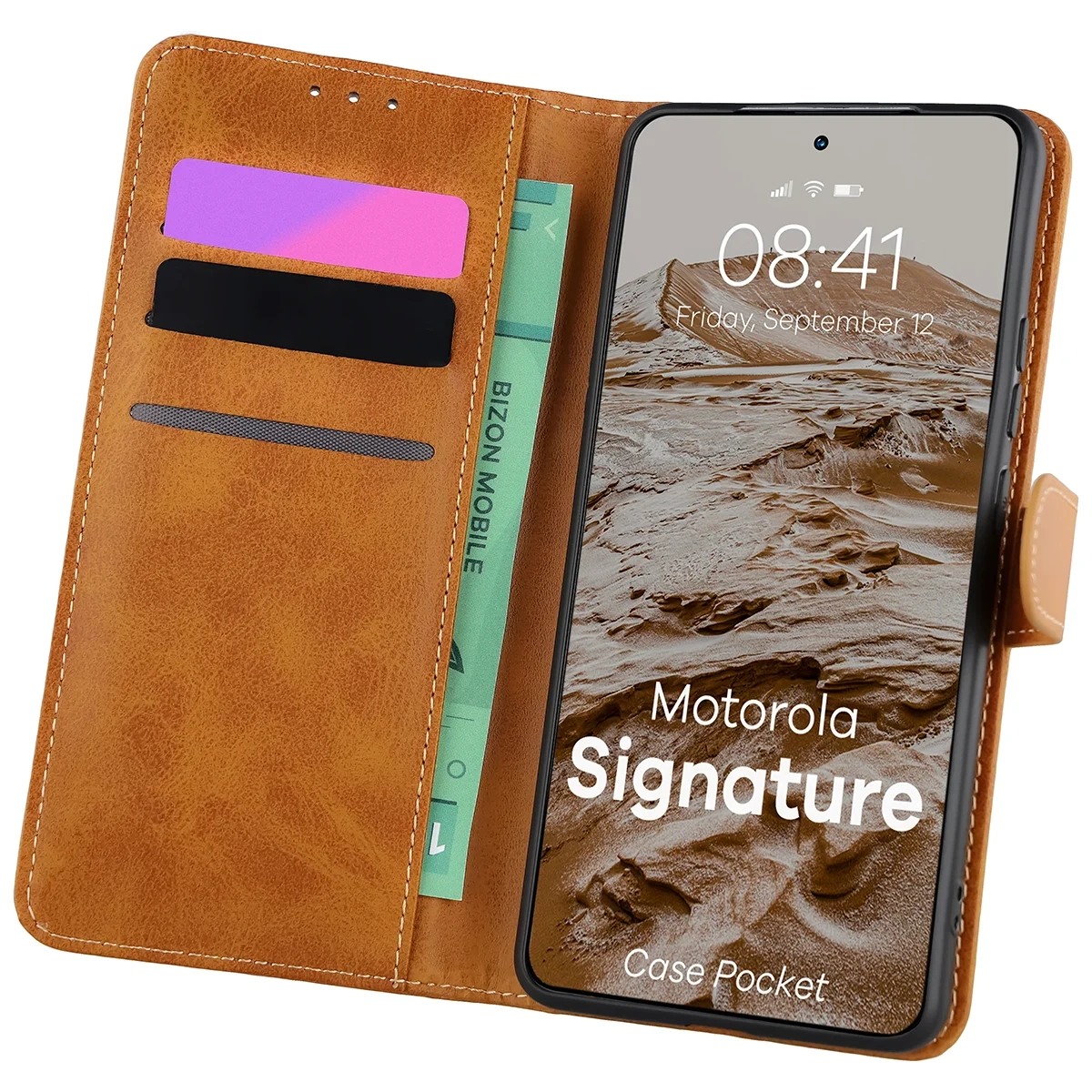 Etui Bizon Case Pocket do Motorola Signature Brązowy